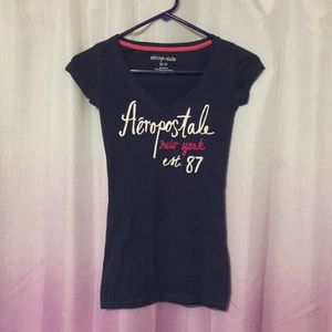 Aeropostale NavyBlue/White/Pink Short Sleeve Shirt